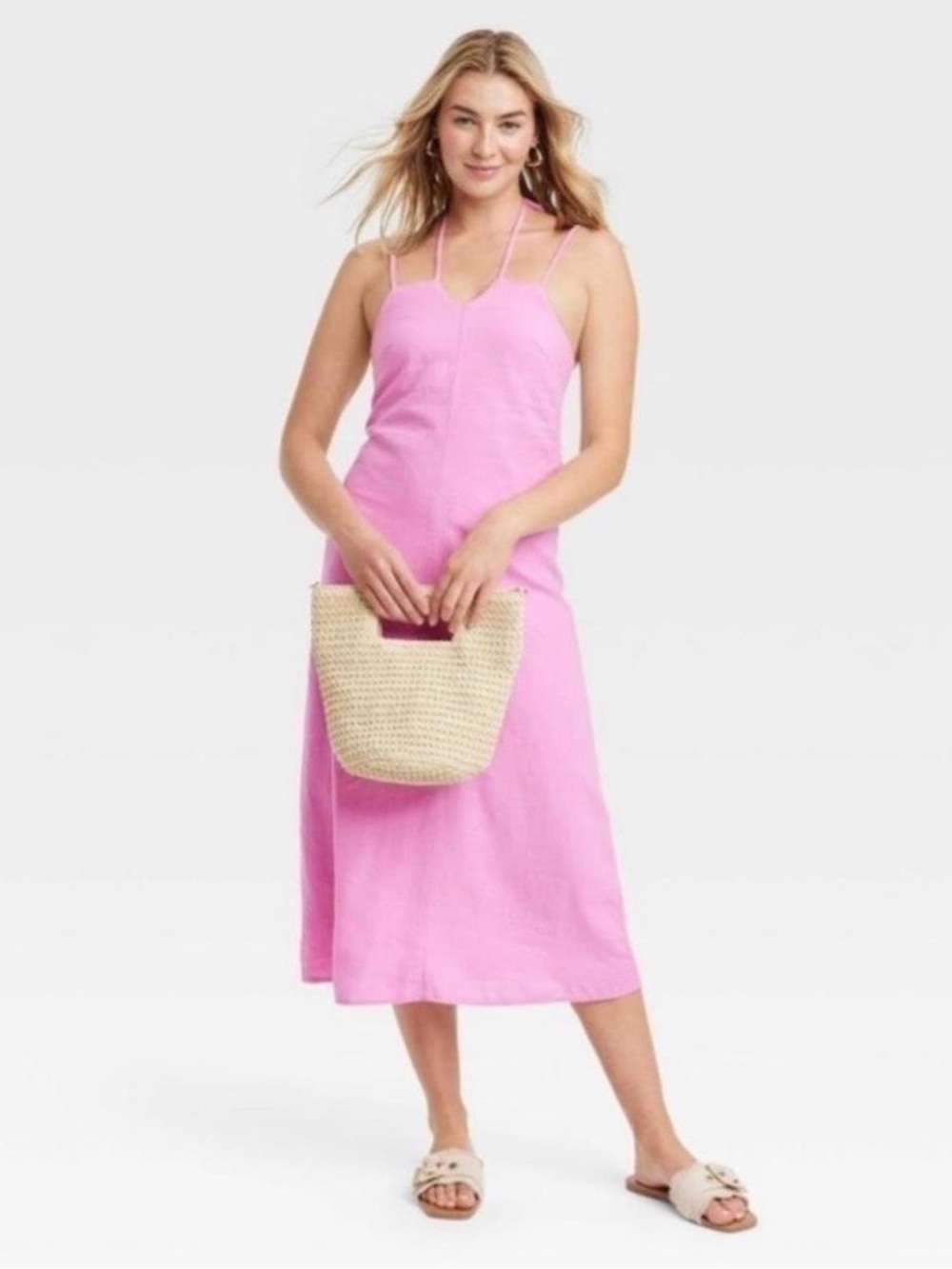 Universal Thread Pink Double-Strap Midi Sundress